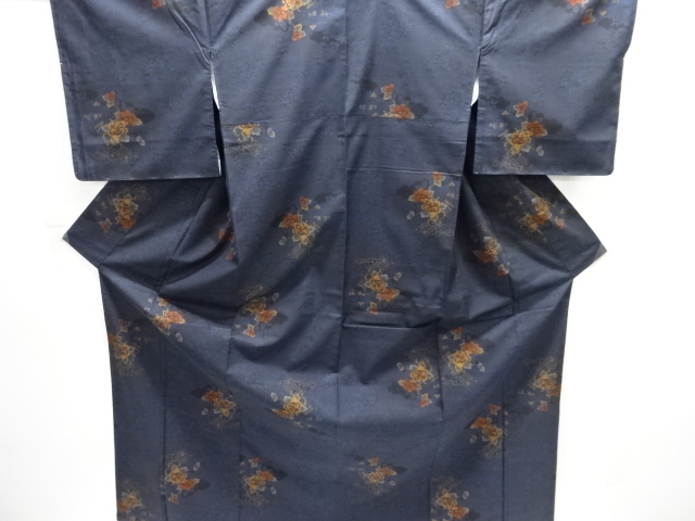JAPANESE KIMONO / UNUSED / SILK / DORO OSHIMA TSUMUGI / WOVEN FLORAL PLANTS
